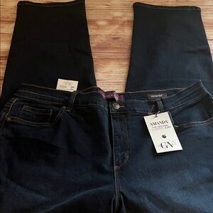 Gloria Vanderbilt Amanda Straight Leg Slimming Jeans in Dark Blue 16W